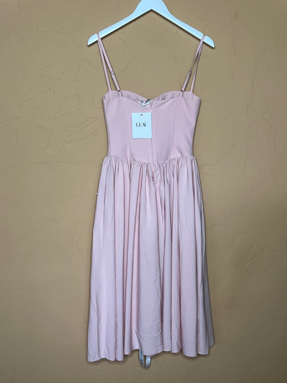 NWT LEAU Blush Pink Midi DRESS w/ Bustier Bodice - Picture 7 of 10
